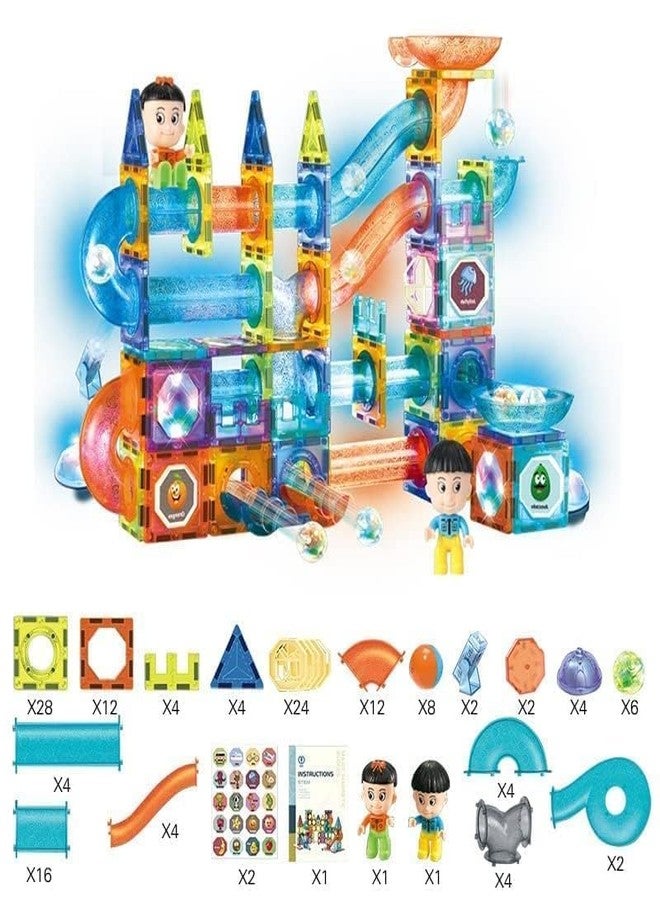 RAHU New Kids Game Light Magnetic Tiles Large Building Blocks Magnetic Blocks Toys for Kids (142 Pcs_Multi) - Image 5